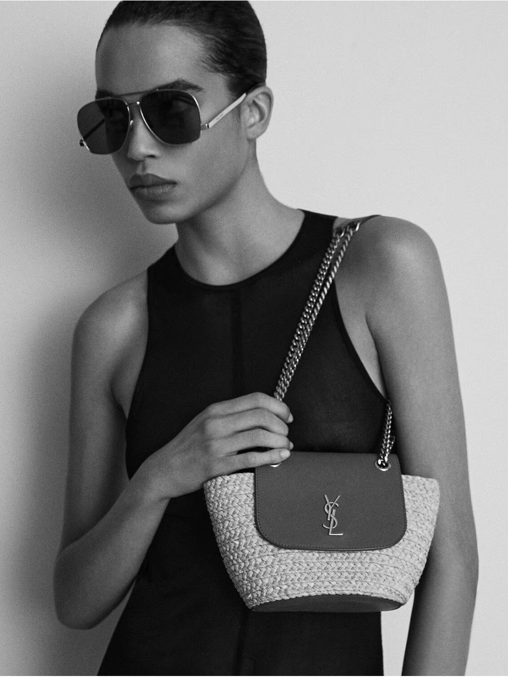 Saint Laurent Raffia Mini Manon Bag